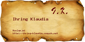 Ihring Klaudia névjegykártya